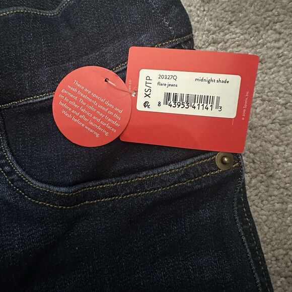 Spanx Flare Jeans XS Petite Midnight Shade Dark Wash Pull On Shaping High Rise - Picture 5 of 12